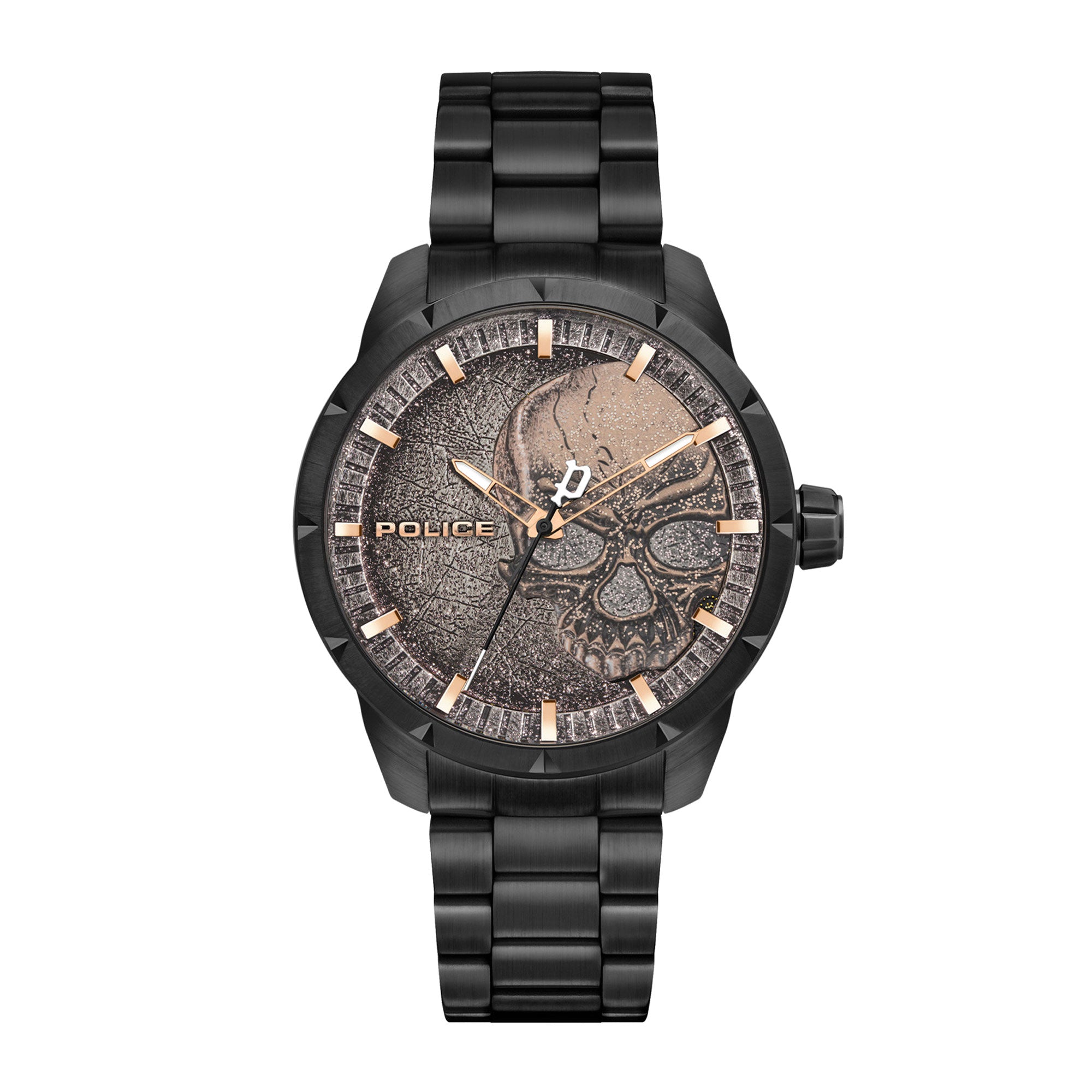 Police Reloj de Cuarzo analógico Unisex para Adultos con Pulsera de Acero Inoxidable PL15715JSB.78M, Black, Talla única, Pulsera Police Reloj de Cuarzo analógico Unisex para Adultos con Pulsera de Acero Inoxidable PL15715JSB.78M, Black, Talla única, Pulsera