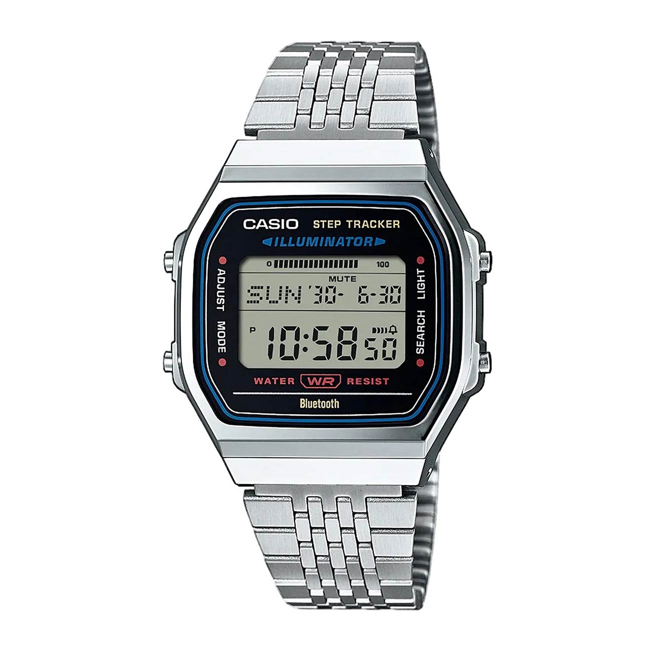 Stainless Steel Vecchi Orologi Casio RED Casio Classic World Time Silver A500WE Mod Custom Retro