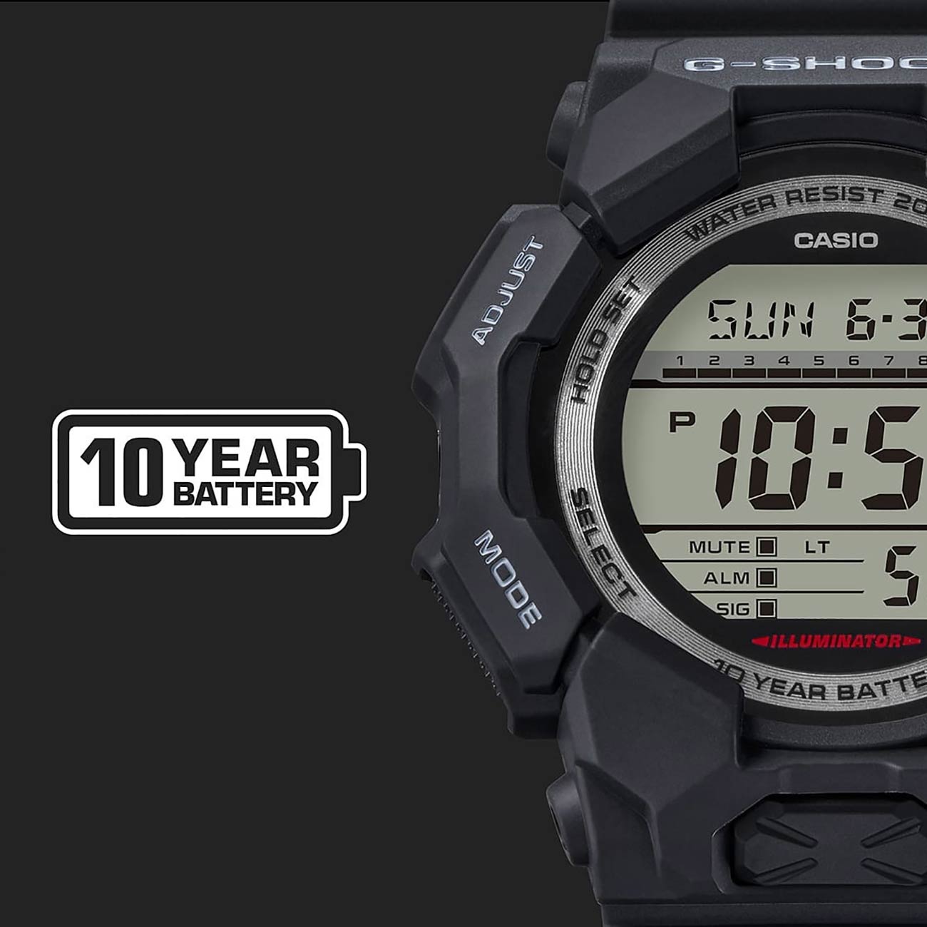 Casio G-Shock GD-010-1ER - Orologio Uomo Sportivo Al Quarzo - Bracciale E Cassa In Resina Nera, Quadrante Digitale, Impermeabile 200m