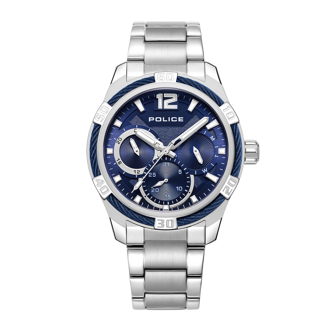 Police Orologio Uomo LANSHU MULTI BLUE – Quadrante Multicolore, Bracciale In Acciaio, Movimento Analogico Al Quarzo, Calendario