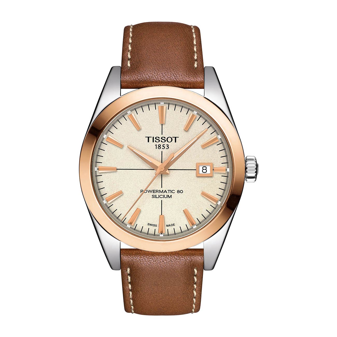 Tissot Gentleman Powermatic 80 Silicium Solid 18K Gold bezel T927.407.46.261.00